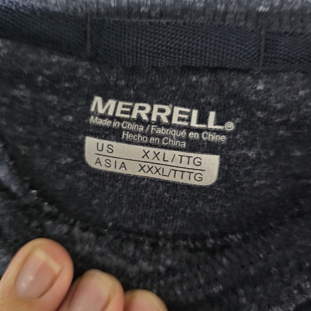 Merrell Heathered Blue Spellout Sweatshirt Long Sleeve Men's Size XXL - Picture 2 of 3